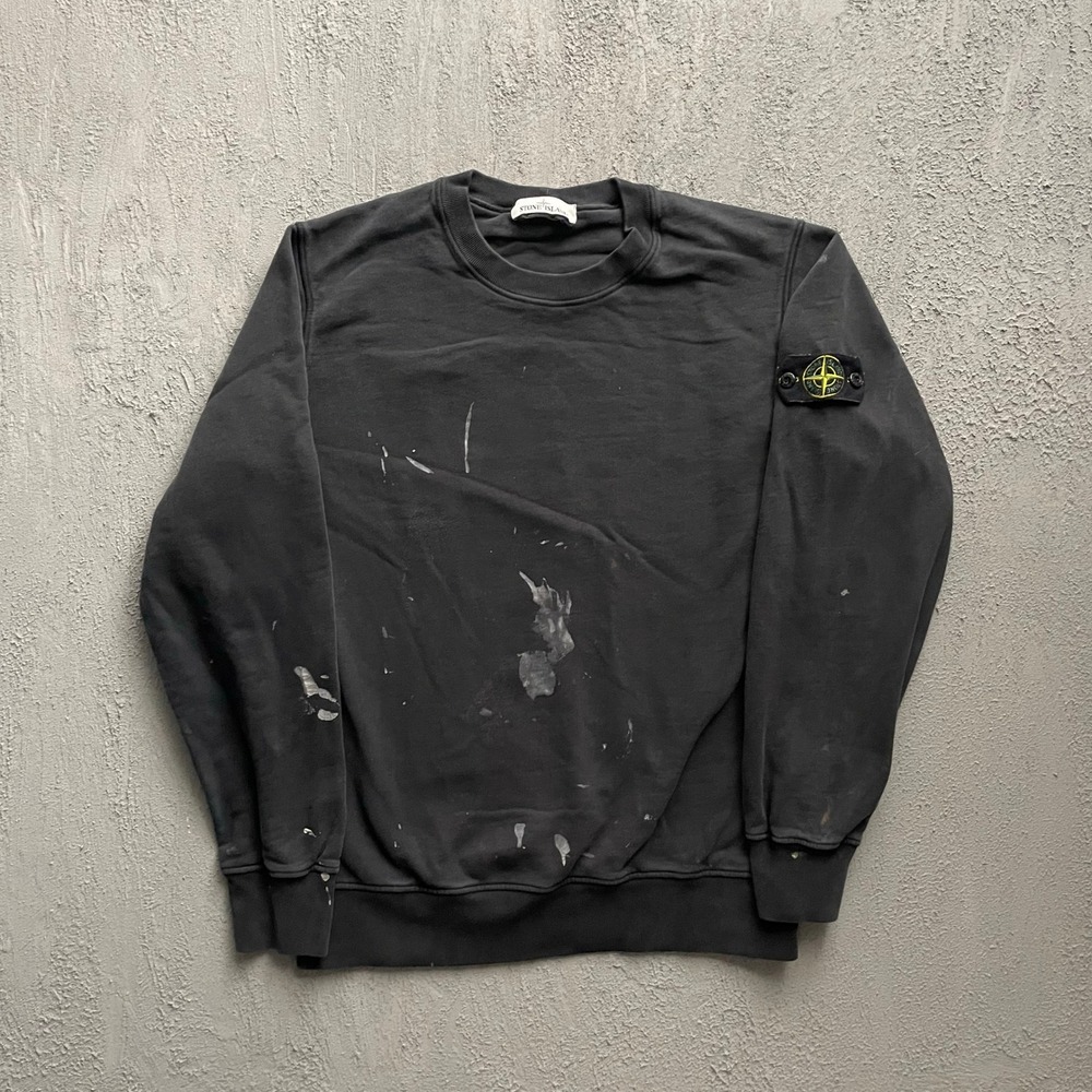 Stone Island Blank Paint Splatter Sweatshirt Mens Medium Black